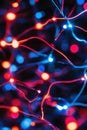 Neural pathways illuminated with neon pulse effects