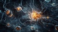 Neural pathways interconnected science lab digital visuals abstract environment close-up view neural symbolism