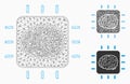 Neural Processor Vector Mesh Carcass Model and Triangle Mosaic Icon Royalty Free Stock Photo