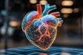 Neural projection of the human heart. Concept of technologies for studying the human heart. Generated by artificial intelligence Royalty Free Stock Photo