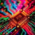 Dynamic Pulse â Data Flow Microchip Macro Royalty Free Stock Photo