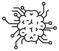 Neural technology linear icon. Brain science tech