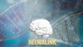 The Neurolink and Brain for neurotechnology concept 3d rendering