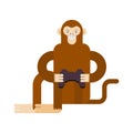 Neuralink Monkey playing video game. Artificial Intelligence Cyborg