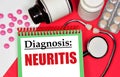 Neuritis. The inscription of the diagnosis of the disease in the medical folder. Royalty Free Stock Photo