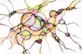 Neuro art graphic concept colorful bubble, circles and streams. Art therapy of brain.