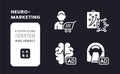 Neuro marketing white solid desktop icons set