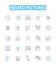 Neuro pictures vector line icons set. Neuroimage, Neurography, Brain, MRI, CT, fMRI, PET illustration outline concept Royalty Free Stock Photo