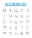 Neuro pictures vector line icons set. Neuroimage, Neurography, Brain, MRI, CT, fMRI, PET illustration outline concept Royalty Free Stock Photo