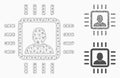 Neuro Processor Vector Mesh Wire Frame Model and Triangle Mosaic Icon Royalty Free Stock Photo