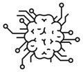 Neurobiology icon. Human brain technology linear symbol