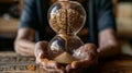 Neurodegenerative ageing - a human brain depicted as the sand in an hourglass