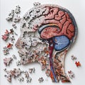 Neurographic art puzzle partially completed, showing a human profile with a mix of colors and abstract shapes