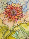 Neurographic marigold watercolor painting.