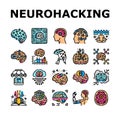 neurohacking neuroplasticity icons set vector Royalty Free Stock Photo
