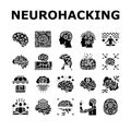 neurohacking neuroplasticity icons set vector Royalty Free Stock Photo