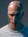 Neurointerface, brain - computer communication. Cyber punk concept