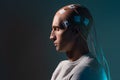 Neurointerface, brain - computer communication. Cyber punk concept