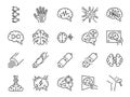 Neurology line icon set. Included icons as neurological, neurologist, brain, nervous system, nerves and more.