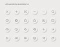 Neuromorphic App System User Interface UI Vector Icon Set. Neuromorphism