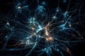 Neuron cell, 3d illustration, computer generated, abstract background, electric energy flowing through Neurons cells, AI Generated
