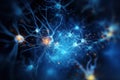 Neuron cell, 3D illustration, computer generated, abstract background, Neurons and nervous system. Nerve cells background with Royalty Free Stock Photo