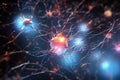 Neuron cell, 3D illustration. Neuron cell with neurons and nervous system, close up of human brain showing neurons firing and Royalty Free Stock Photo