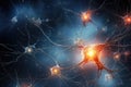 Neuron cell, 3D illustration of neurons and nervous system, computer generated images, Conceptual abstraction of brain neurons,