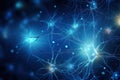 Neuron cell, 3d render, computer generated, with blue background, Neurons and nervous system. Nerve cells background with copy