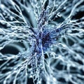 Neuron cell network model. Generative AI Royalty Free Stock Photo