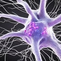 Neuron cell network model. Generative AI Royalty Free Stock Photo