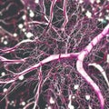 Neuron cell network model. Generative AI Royalty Free Stock Photo