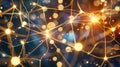 Neuron cells on abstract backdrop depict neural connections in human brain with glowing synapses. Ai Generated