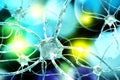 Neuron close-up, the work of the brain Royalty Free Stock Photo