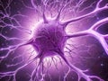 neuron  in colour  background with glowing particles Royalty Free Stock Photo
