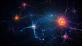 Neuron complex connection. Neural net. Research of nerve network. Human mind cells data analysis. Generative AI