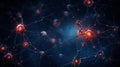Neuron complex connection. Neural net. Research of nerve network. Human mind cells data analysis. Generative AI