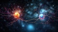 Neuron complex connection. Neural net. Research of nerve network. Human mind cells data analysis. Generative AI