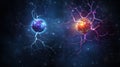Neuron complex connection. Neural net. Research of nerve network. Human mind cells data analysis. Generative AI