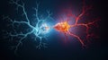 Neuron complex connection. Neural net. Research of nerve network. Human mind cells data analysis. Generative AI
