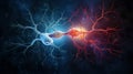 Neuron complex connection. Neural net. Research of nerve network. Human mind cells data analysis. Generative AI