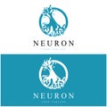 Neuron logo or nerve cell logo design,molecule logo illustration template icon with vector concept