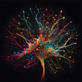Neuron network banner. Abstract image of neural network. AI logo in trendy colors for science innovation, machine learning,