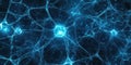 Neuron network glowing blue abstract synapse connection background Royalty Free Stock Photo