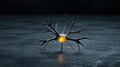 Neuron structure with an orange glow on a dark background Royalty Free Stock Photo