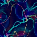 Neuron Texture. Imaginary Fractal Background. Neuron Anatomy Texture. Crayon Swirled Sketch. Network Spiral Print. Cyberpunk Neon