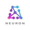 Neuron Vector Logo forming Letter A Typography . Triangle Neurons Illustration Symbol Royalty Free Stock Photo