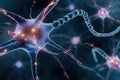 Neuronal network with electrical activity of neuron cells Royalty Free Stock Photo
