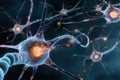 Neuronal network with electrical activity of neuron cells Royalty Free Stock Photo