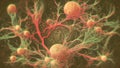 Neurons, brain cells, neural network, 3D illustration